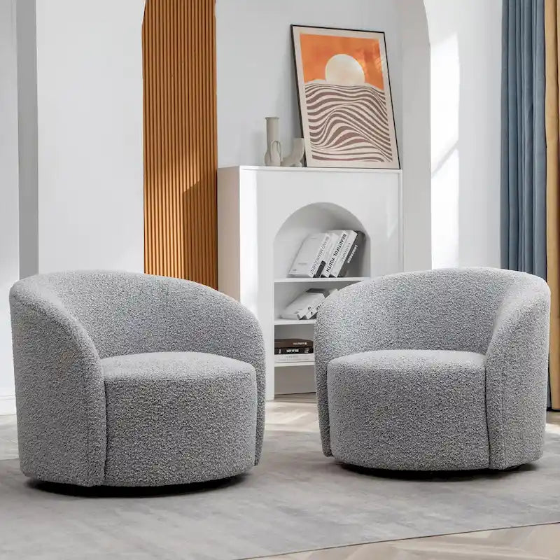 Fauteuil d’appoint pivotant KINWELL en forme de tonneau, rembourré, largeur 34 (lot de 2)