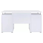 Scrivania in legno TUYOHW 55, scrivania per computer da ufficio con 2 cassetti, 1 armadietto, 1 ripiano aperto e 1 anta, scrivania da lavoro per ufficio domestico, studio e piccoli spazi