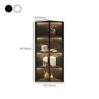 Mobile angolare moderno da esposizione in metallo e legno grigio con anta in vetro