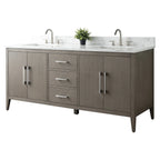 Meuble-lavabo Vanity Art 72 à double vasque avec plateau en marbre reconstitué