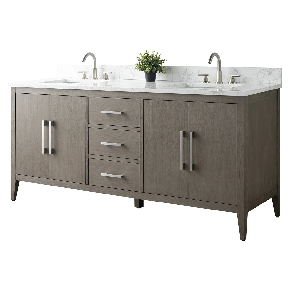 Meuble-lavabo Vanity Art 72 à double vasque avec plateau en marbre reconstitué