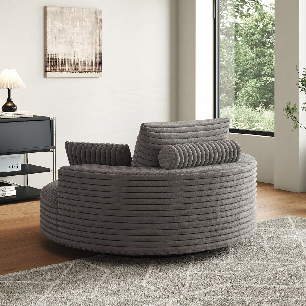 Fauteuil pivotant individuel en mousse et chenille côtelée