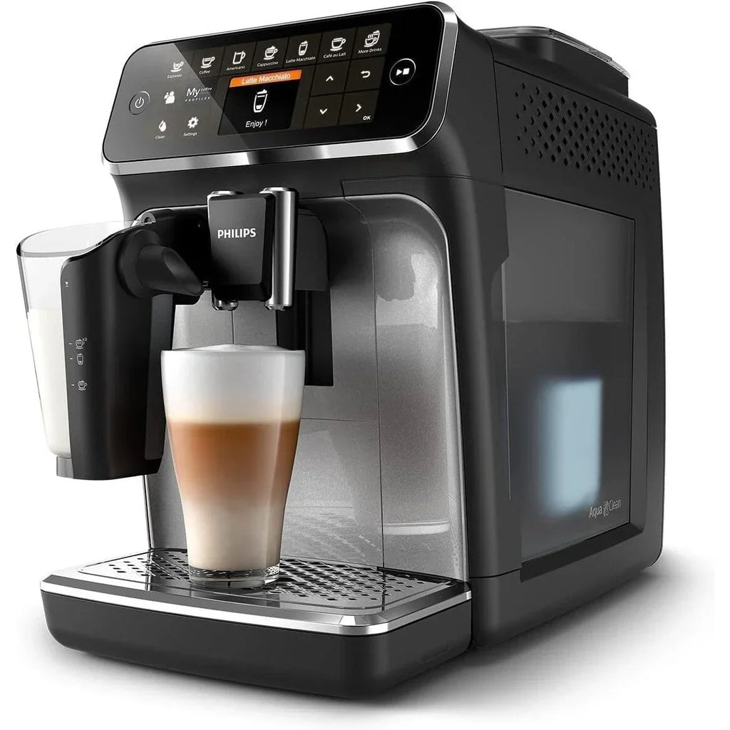 Macchina da caffè espresso premium, 12 caffè caldi/freddi, sistema LatteGo, macinacaffè in ceramica, nero cromato