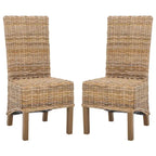 Ensemble de 2 chaises de salle à manger en osier naturel, 19 l x 22 p x 41 h, style bohème côtier