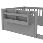 Lit cabane Montessori simple en bois Bellemave pour enfants, avec barrière surélevée et bibliothèque, pour filles et garçons
