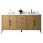 Meuble-lavabo Vanity Art 72 à double vasque avec plateau en marbre reconstitué