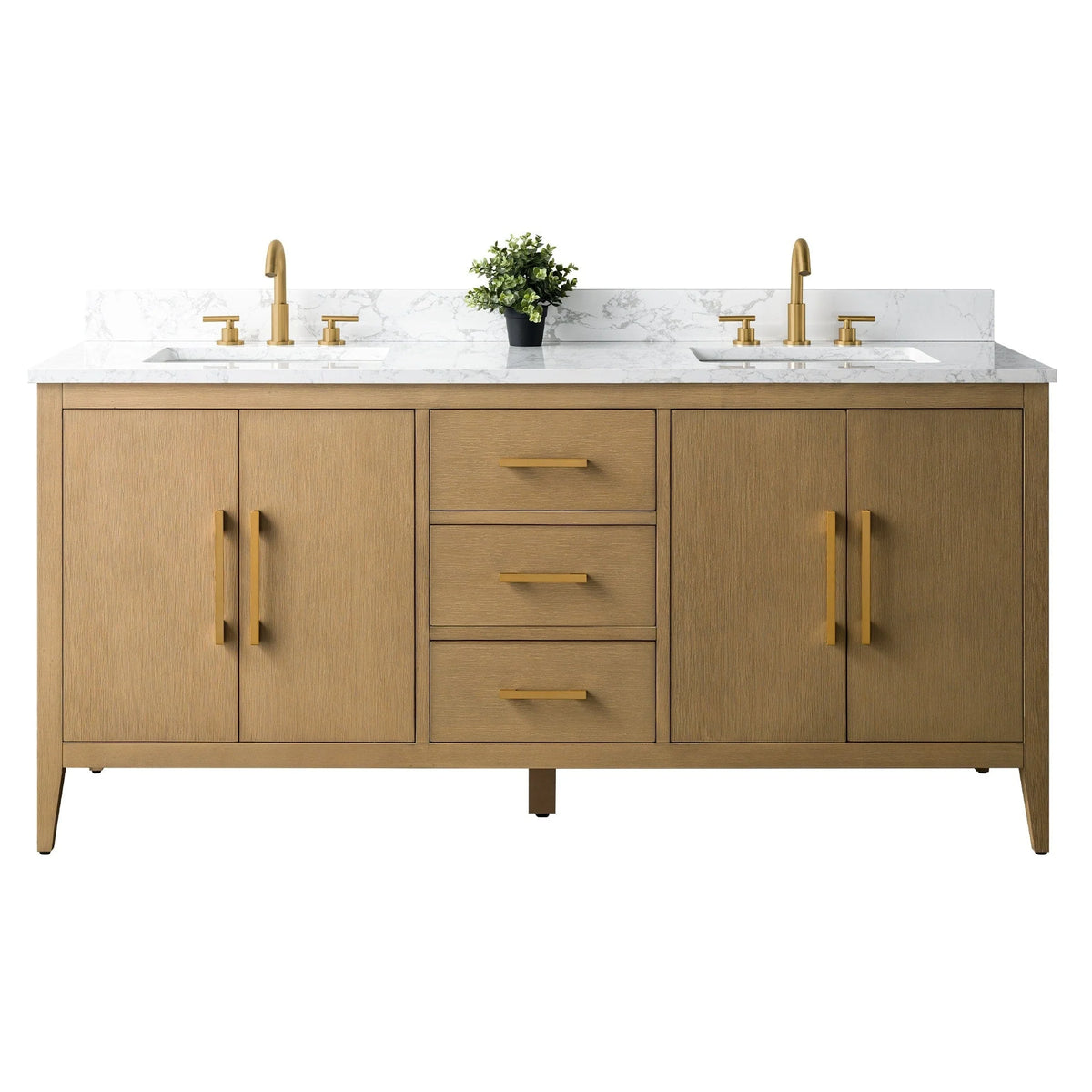 Meuble-lavabo Vanity Art 72 à double vasque avec plateau en marbre reconstitué