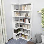 Manufactured Wood Corner Bookshelf with 6 Shelves
