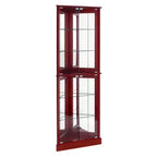 Corner Curio Cabinet, Cherry/Walnut, 4-Door Glass Display Cabinet