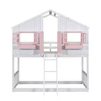 Letto a soppalco matrimoniale singolo a forma di casetta, letto rialzato in legno tipo casetta con scaletta e sponde di sicurezza per bambini