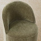 Ensemble de table à manger moderne pour 6 personnes, table ronde à piètement central, fauteuils tonneau pivotants à roulettes, chenille texturée - Panipeachy