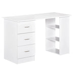 Scrivania HOMCOM 47 con libreria, moderna, per home office, tavolo da scrittura e postazione di lavoro con 3 cassetti e ripiano contenitore - bianca