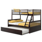 Letto a castello Gymax con letto singolo sopra un letto matrimoniale, estraibile singolo e piattaforma convertibile