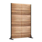 MAYEERTY 72 inch Room Divider with Galvanized Frame Wood Gain Privacy Screen Garden Fence Patio Beige