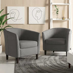 Set di 2 poltrone d'accento moderne in lino, a forma di botte, poltrone club