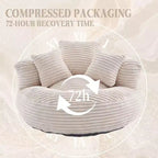 Sitzsack-Sofa für Erwachsene und Kinder, übergroßer Cord-Sitzsack mit 3 Kissen und Armlehne für Wohnzimmer oder Schlafzimmer