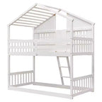 Letto a soppalco matrimoniale singolo a forma di casetta, letto rialzato in legno tipo casetta con scaletta e sponde di sicurezza per bambini
