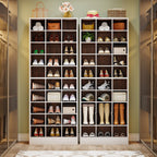 Meuble à chaussures haut pour 30 paires, étagère de rangement blanche en bois à 10 niveaux pour placard et entrée – 10 niveaux