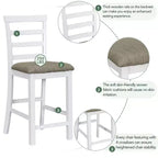 Set da pranzo in stile rustico composto da 5 pezzi, altezza bancone, con sedie per 4 persone, tavolo rettangolare in legno con ripiani contenitori e scomparto portabottiglie