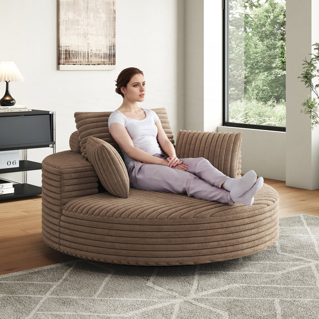 Fauteuil pivotant individuel en mousse et chenille côtelée