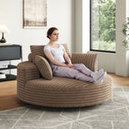 Fauteuil pivotant individuel en mousse et chenille côtelée
