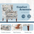 Fauteuil d’appoint moderne Erommy, fauteuil à dossier haut, canapé une place en tissu rembourré avec boutons et pieds en bois pour le salon