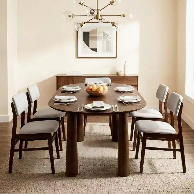 Tavolo da pranzo ovale in legno Dovelina da 67 con 4 gambe, tavolo da cucina moderno per 6 persone