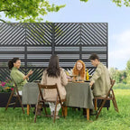 Fioriera MAYEERTY con graticcio in ferro nero, Linea Parallela 01, stile classico a persiana combinato, 72x47x16 pollici, set da 3 pezzi