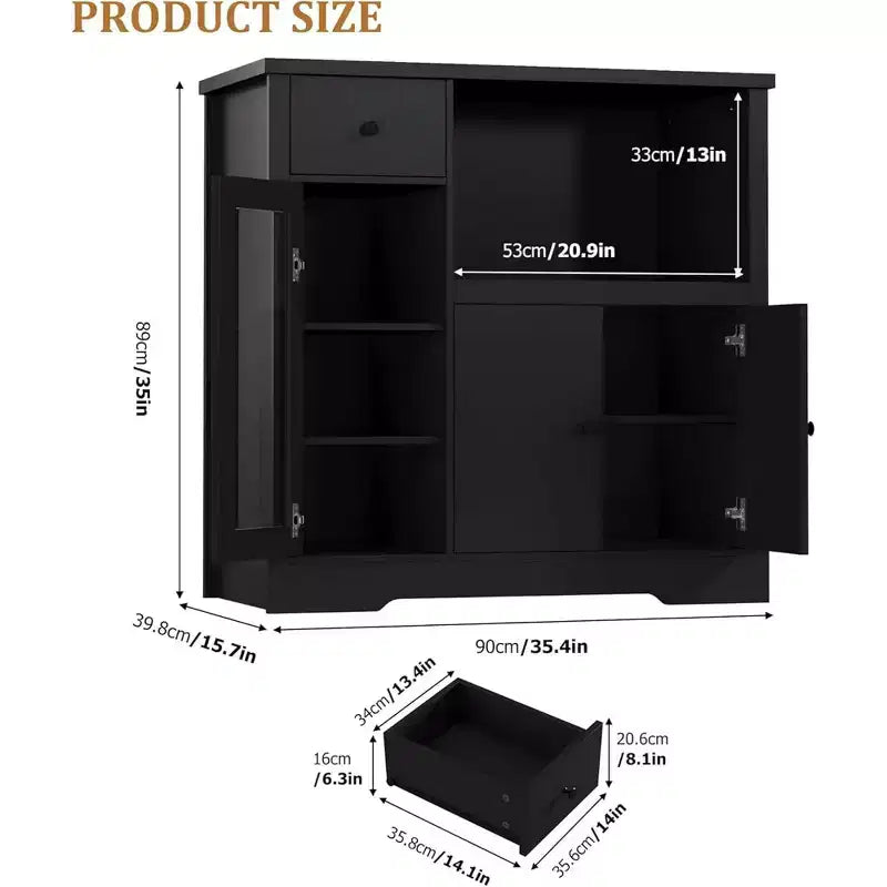 Meuble de cuisine pour micro-ondes avec rangement, 3 portes, 1 tiroir et étagères réglables, meuble de rangement garde-manger