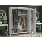 Palace Imports 100% Solid Wood Kyle 4-Door Wardrobe Armoire with Solid Wood or Mirrored Doors