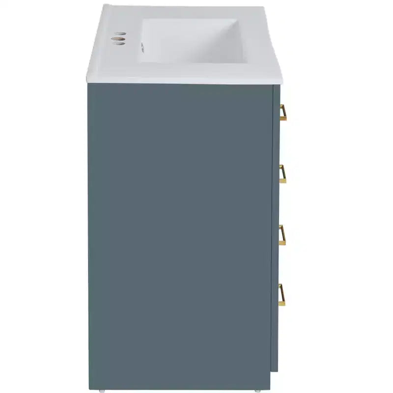 Meuble-lavabo de salle de bains simple de 30 pouces avec meuble et 3 tiroirs ??Noir / Bleu / Vert / Indigo / Blanc