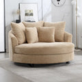 Fauteuil tonneau moderne rond avec 5 coussins et pouf en option