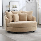 Fauteuil tonneau moderne rond avec 5 coussins et pouf en option
