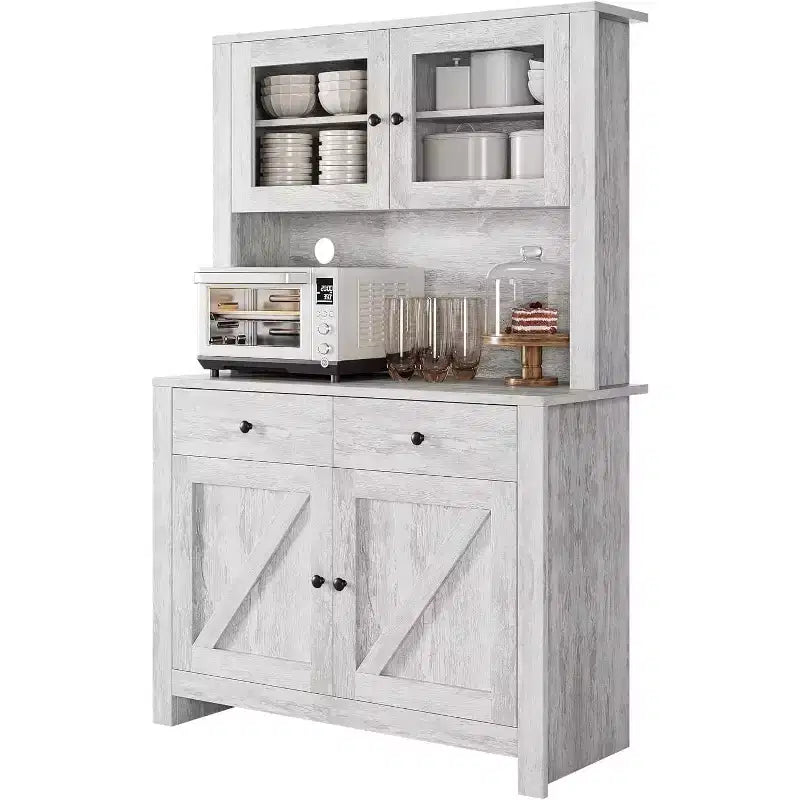 Dispensa da cucina con supporto per microonde, credenza a giorno con buffet e ripiani regolabili, per cucina e sala da pranzo