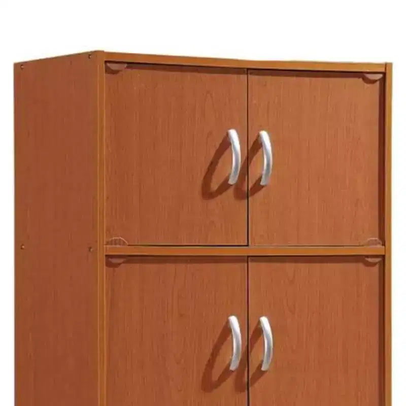 Bibliothèque-armoire de rangement polyvalente fermée Hodedah HID44, robuste, à 8 portes, à poser au sol, pour la maison et le bureau, finition bois de hêtre