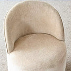 Ensemble de table à manger moderne pour 6 personnes, table ronde à piètement central, fauteuils tonneau pivotants à roulettes, chenille texturée - Panipeachy