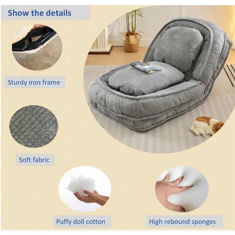 Divano poltrona relax, 5 posizioni regolabili, per sedersi, dormire e ripiegarsi, ideale per camera da letto e soggiorno