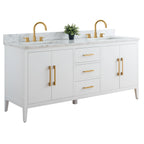Meuble-lavabo Vanity Art 72 à double vasque avec plateau en marbre reconstitué