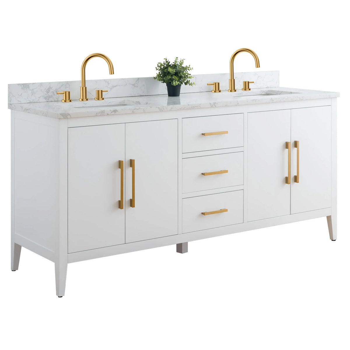 Meuble-lavabo Vanity Art 72 à double vasque avec plateau en marbre reconstitué