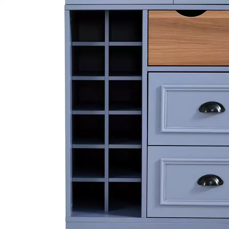 Armoire garde-manger indépendante Whisen de 71 po de hauteur, grand meuble de rangement pour salle à manger avec 4 portes pliantes, étagères et porte-bouteilles