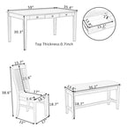 Set da pranzo in legno da 6 pezzi con 4 sedie e panca, tavolo con cassetto