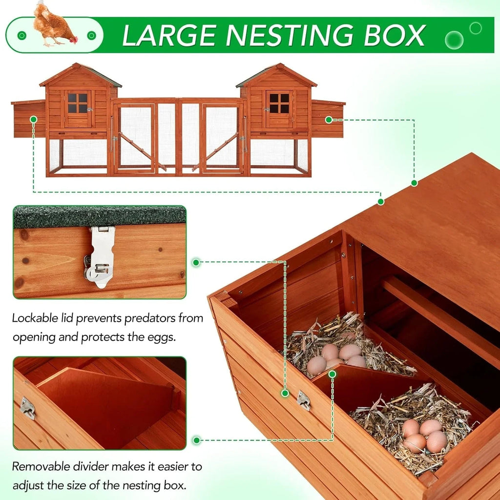 Grand poulailler AECOJOY de 144 po avec parcours, clapier en bois et cage pour volailles
