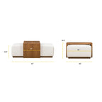 Pouf Jarmo Poly & Bark con tavolino regolabile in noce, vera pelle italiana pieno fiore
