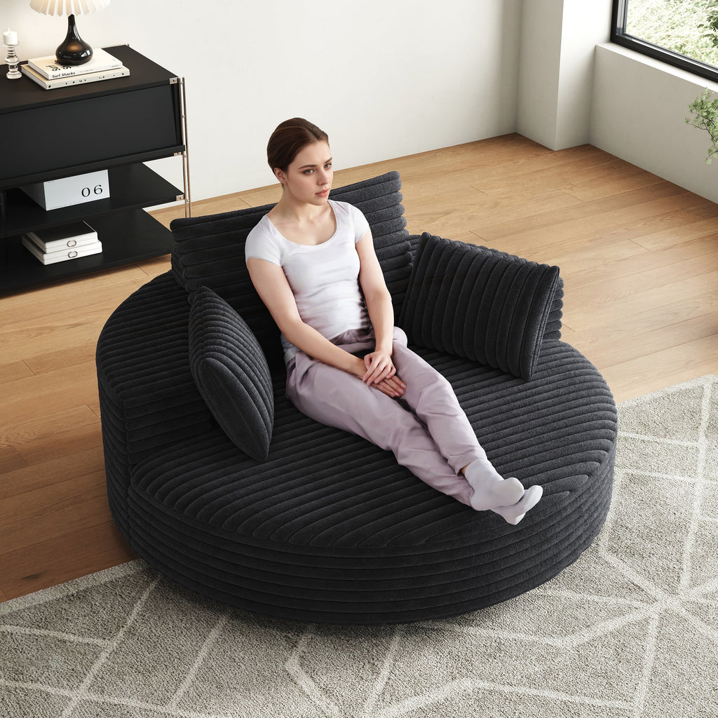 Fauteuil pivotant individuel en mousse et chenille côtelée