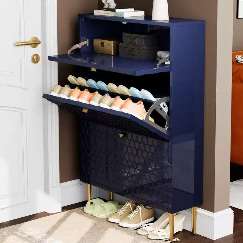 Meuble de rangement à chaussures CLIHOME pour entrée, 24 paires, avec tiroirs basculants, étagère et placard