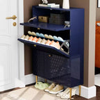 Meuble de rangement à chaussures CLIHOME pour entrée, 24 paires, avec tiroirs basculants, étagère et placard