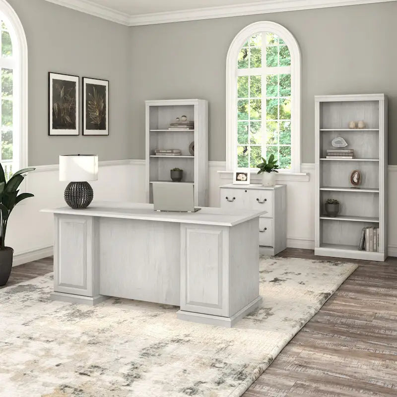 Scrivania direzionale Bush Furniture Saratoga con cassetti e vano portaoggetti