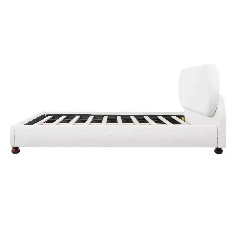 Letto imbottito in bouclé con struttura moderna in legno di gomma Christopher Knight Home Matteo