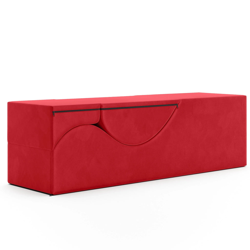 Méridienne convertible Avana Kami / yoga et massage – pouf 2-en-1 avec chaise longue de yoga pliable escamotable, microvelours – N/A