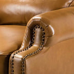 Set di 2 poltrone reclinabili moderne Elisabete con schienale ad ali in vera pelle e borchie decorative vintage per soggiorno e camera da letto| ART OF LIVING DESIGNS